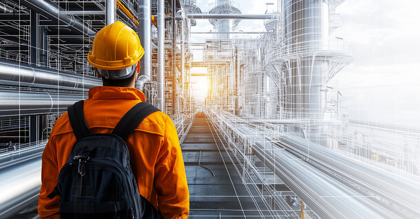 Engineer looking at industrial project 3D visualisation