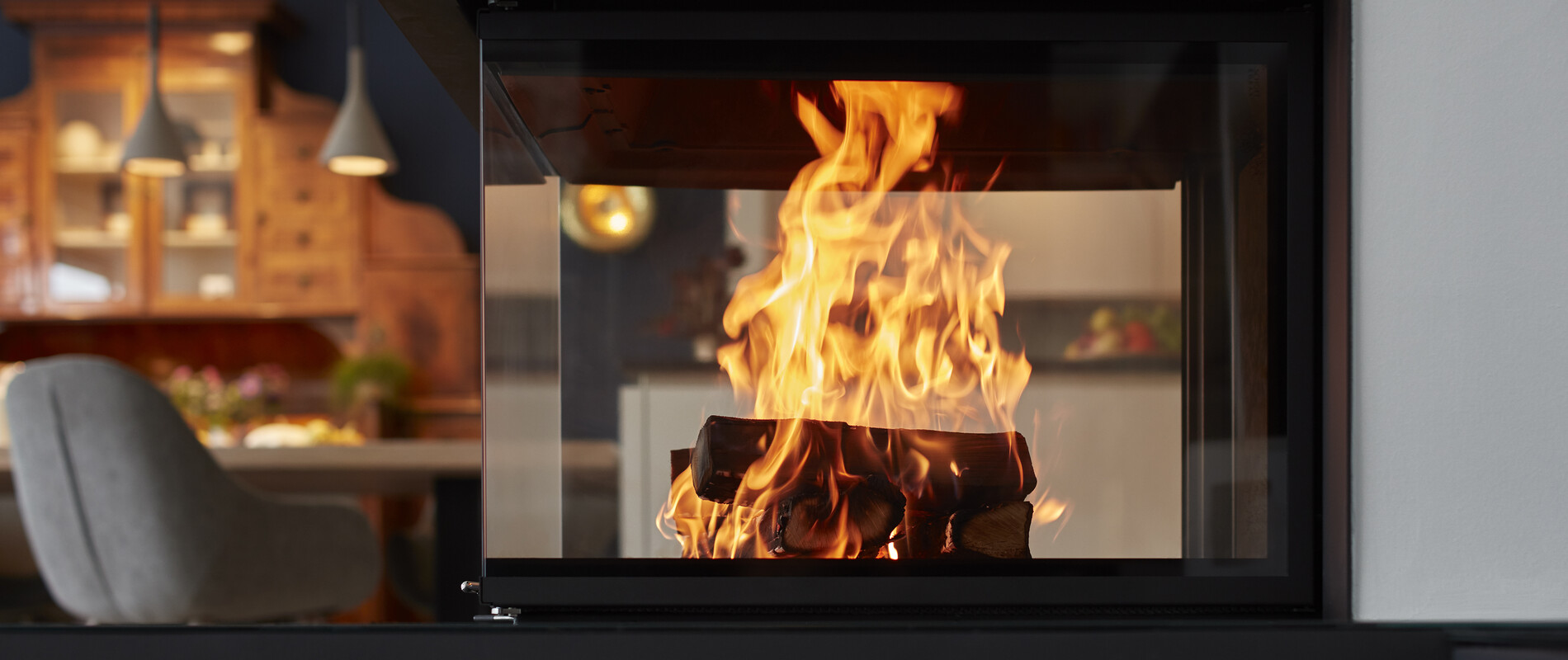 Ogień w kominku