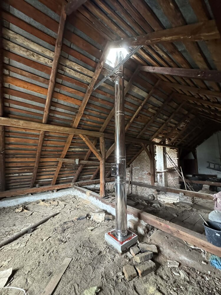 Prechod zo stareho murovaneho komina na Schiedel ICS