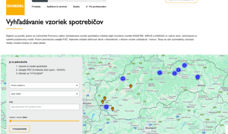 Vyhľadávanie spotrebičov - mapa vzoriek