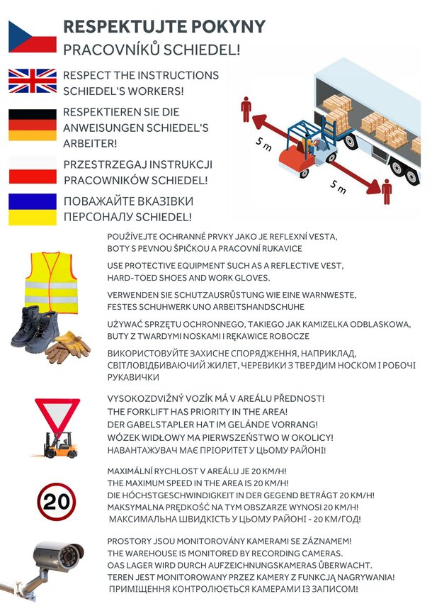 Pravidla pro pohyb ve skladových prostorách Schiedel