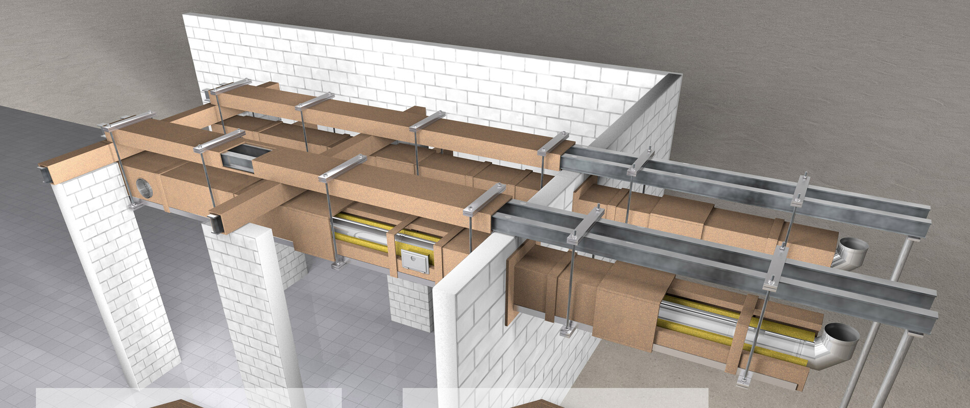 Schéma použitia šachty LB90 v horizontálnom prevedení