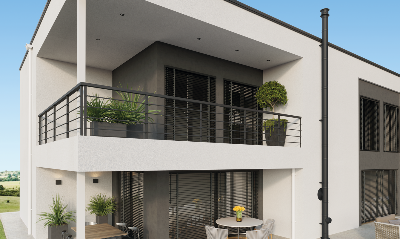 Moderný dom s komínom PERMETER na fasáde - skvelý doplnok architektúry