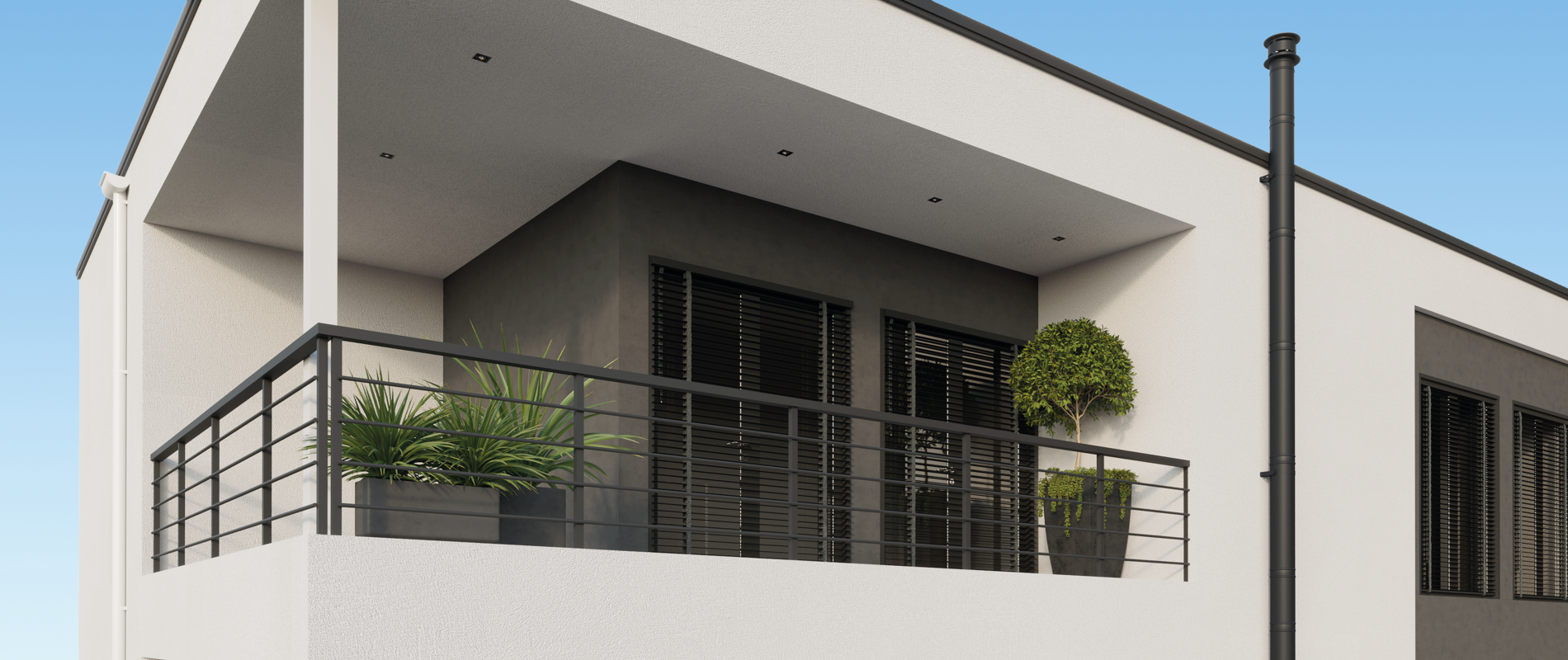 Moderný dom s komínom PERMETER na fasáde - skvelý doplnok architektúry