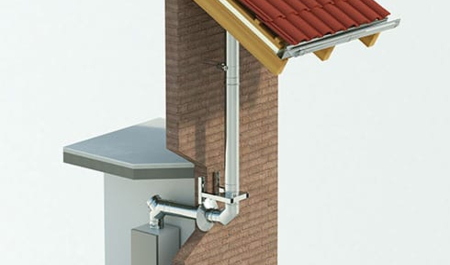 Výška vyústenia od spotrebiča na plyn  je min.4m.