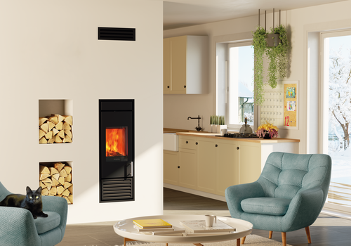 KINGFIRE CLASSICO S Black edition zabudovaný do zdi.