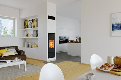 Der KINGFIRE CLASSICO S als Raumteiler zwischen Wohn-/Essbereich und Küche