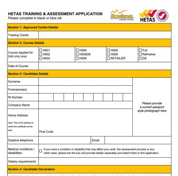 Hetas Application Form