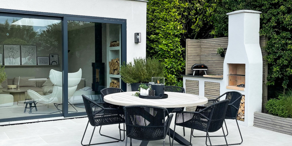 KJG Interiors reveals outdoor kitchen using Schiedel Isokern Garden Fireplace!